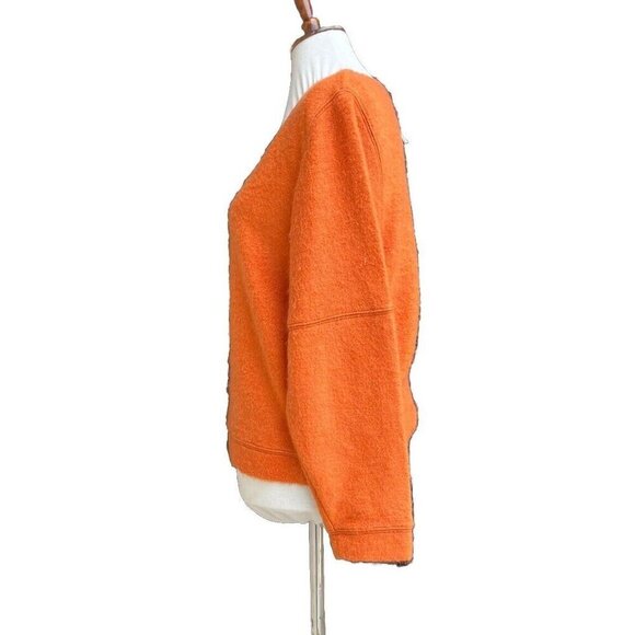 Diesel Women’s Orange Mohair Blend V-Neck Back Zip Pullover Sweater Size S - Picture 3 of 14